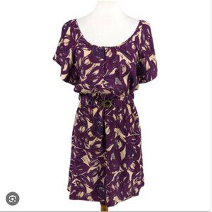Nordstrom Purple 100% Silk Short Sleeve Midi Style
